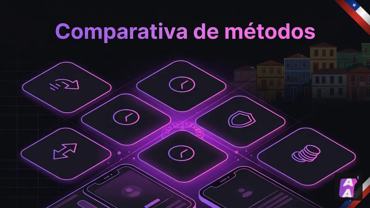 Comparativa visual de métodos de pago disponibles en Chile para depositar y retirar en Apuestalo