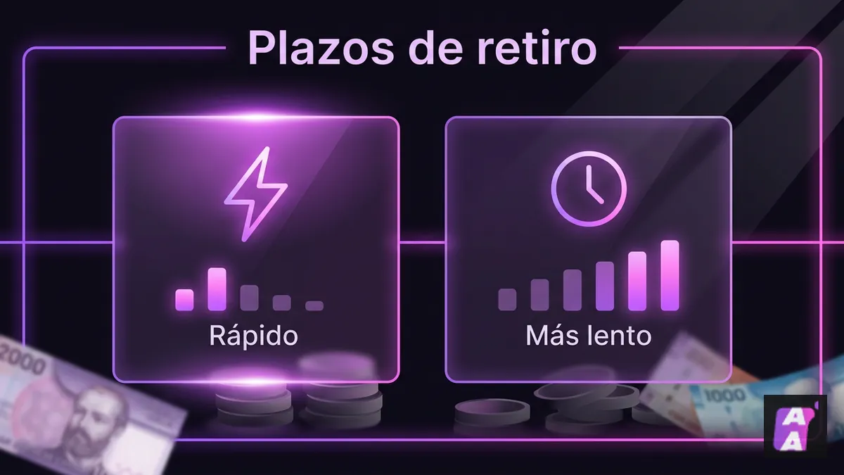 Comparación visual entre un retiro rápido y uno más lento en Apuestalo, con íconos de velocidad y tiempo
